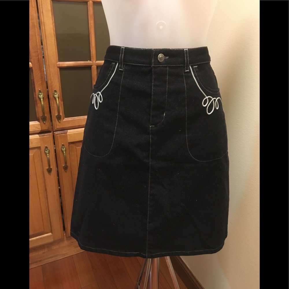 Anthropologie Sitwell Black Stretch Denim Skirt 6